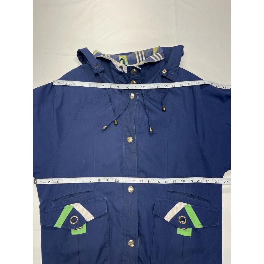 Vintage Current Seen Navy Blue Hooded Button‎ Up Windbreaker Small - Picture 6 of 11